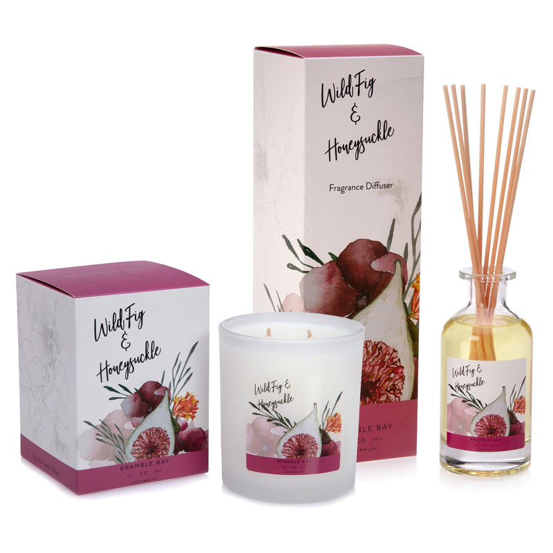 300g Wild Fig & Honeysuckle Bath & Body Soy Wax Scented Candle - By Bramble Bay