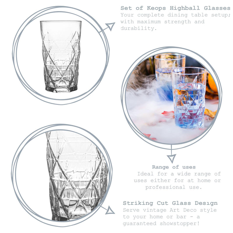 LAV Keops Art Deco Highball Glass - 460ml