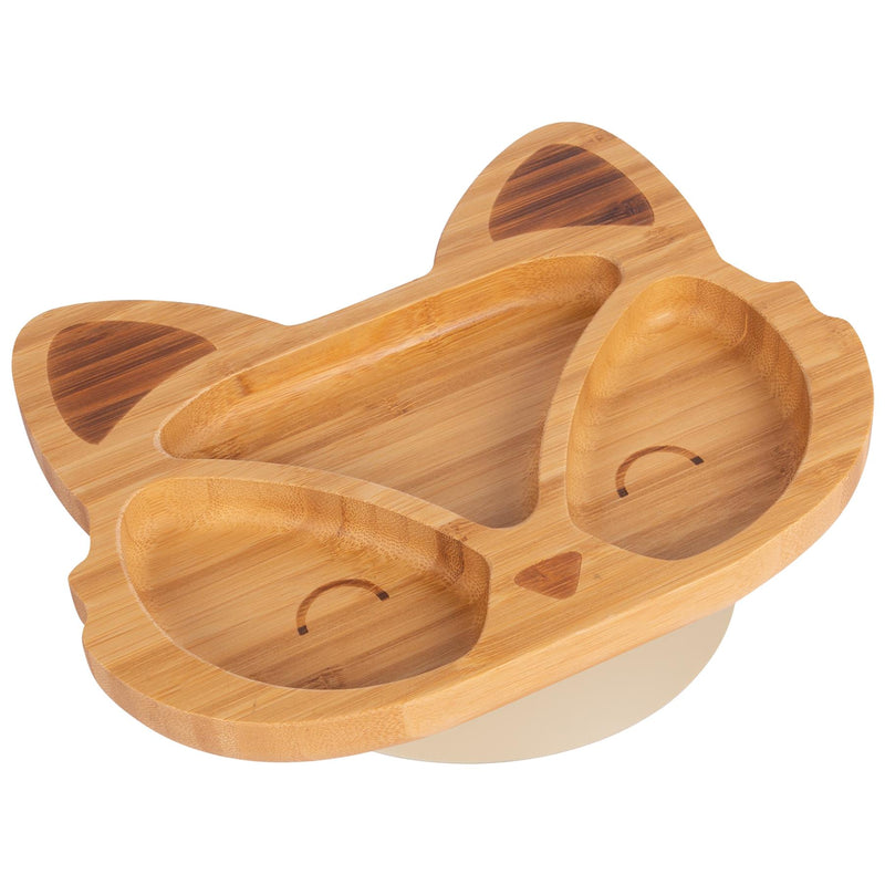 Beige Fox Bamboo Suction Plate - By Tiny Dining