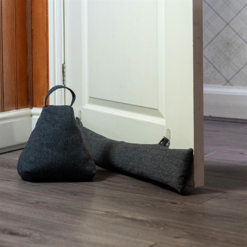 Nicola Spring Fabric Door Stop Triangle Grey and Draught Excluder