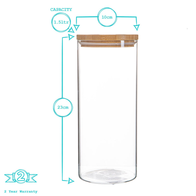 Scandi Glass Storage Jar with Wooden Lid - 1.5 Litre