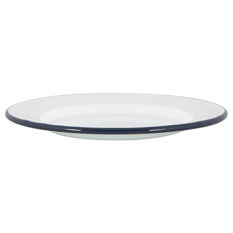 Argon Tableware White Enamel Dinner Plate - 25.5cm - Navy