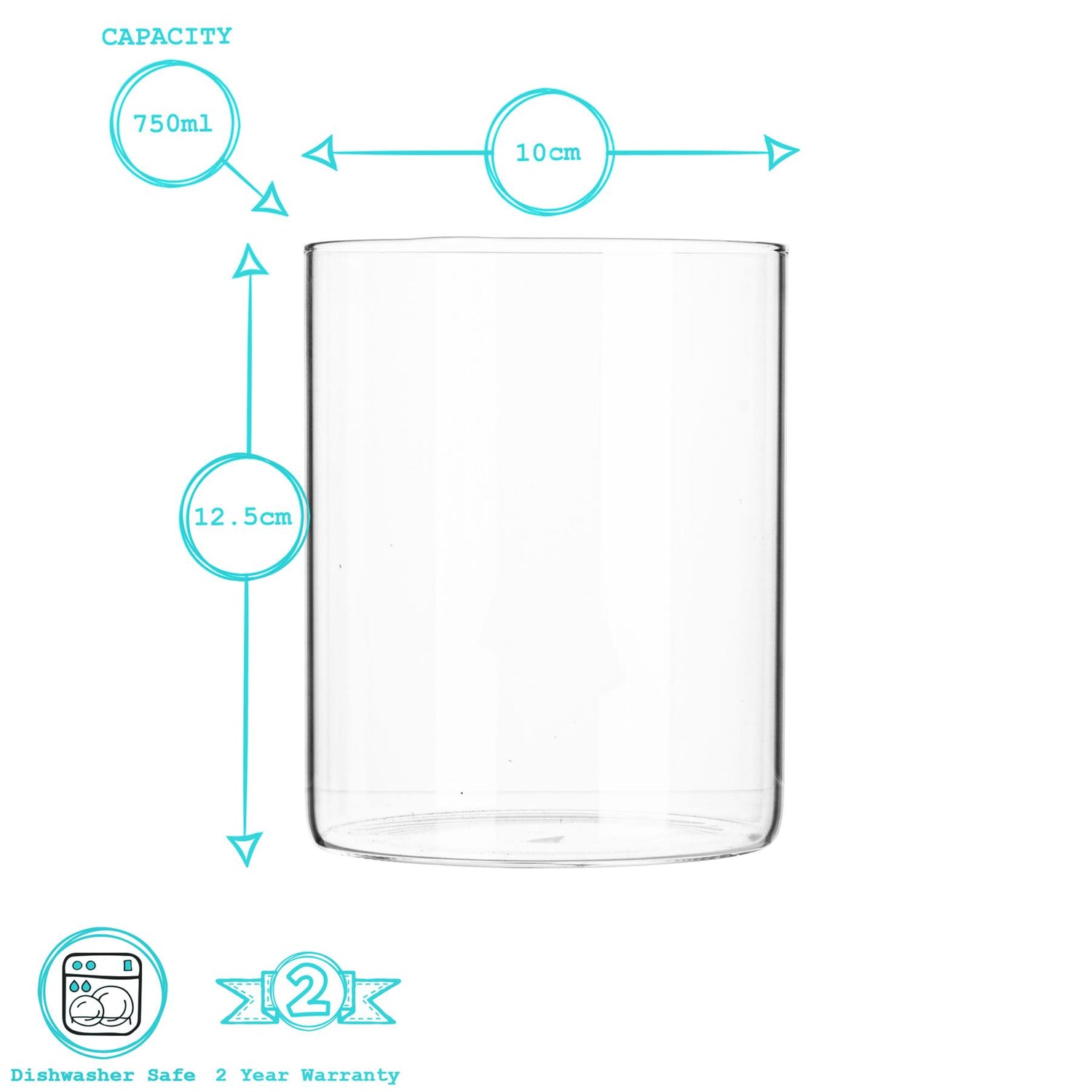Glass Storage Jar with Metal Lid - 750ml - Silver