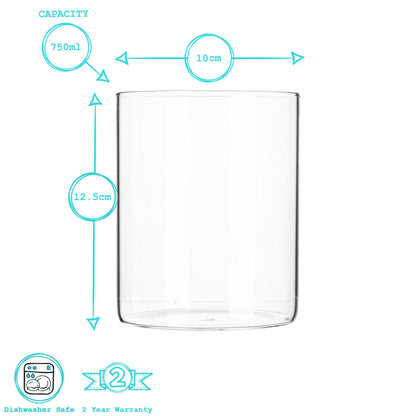 Glass Storage Jar with Metal Lid - 750ml - Silver