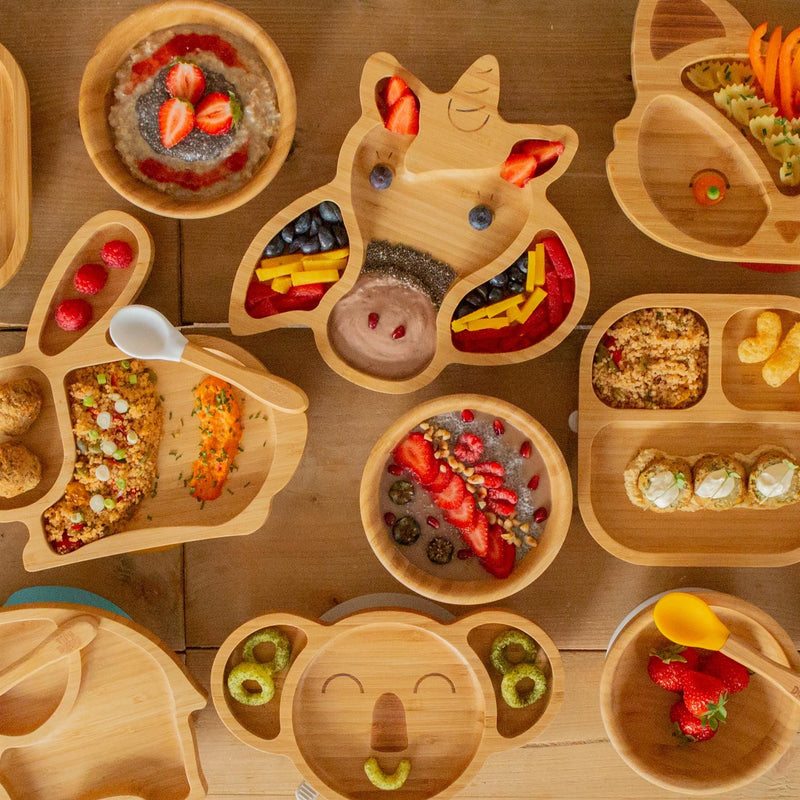Beige Unicorn Bamboo Suction Plate - By Tiny Dining