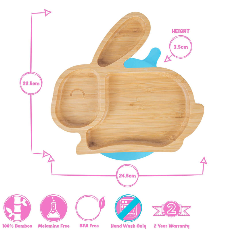 Pastel Pink Rabbit Bamboo Suction Plate - By Tiny Dining