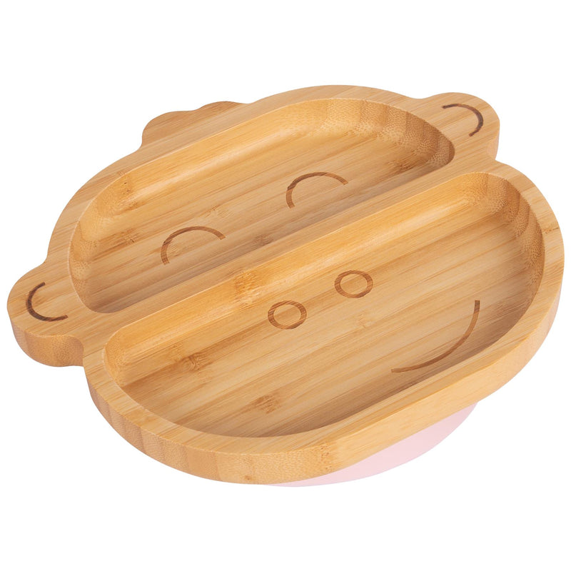 Pastel Pink Monkey Bamboo Suction Plate - By Tiny Dining