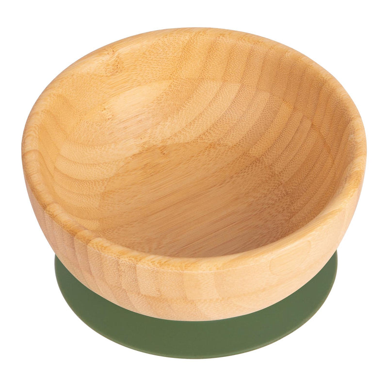 Olive Green Bamboo Suction Bowl - By Tiny Dining