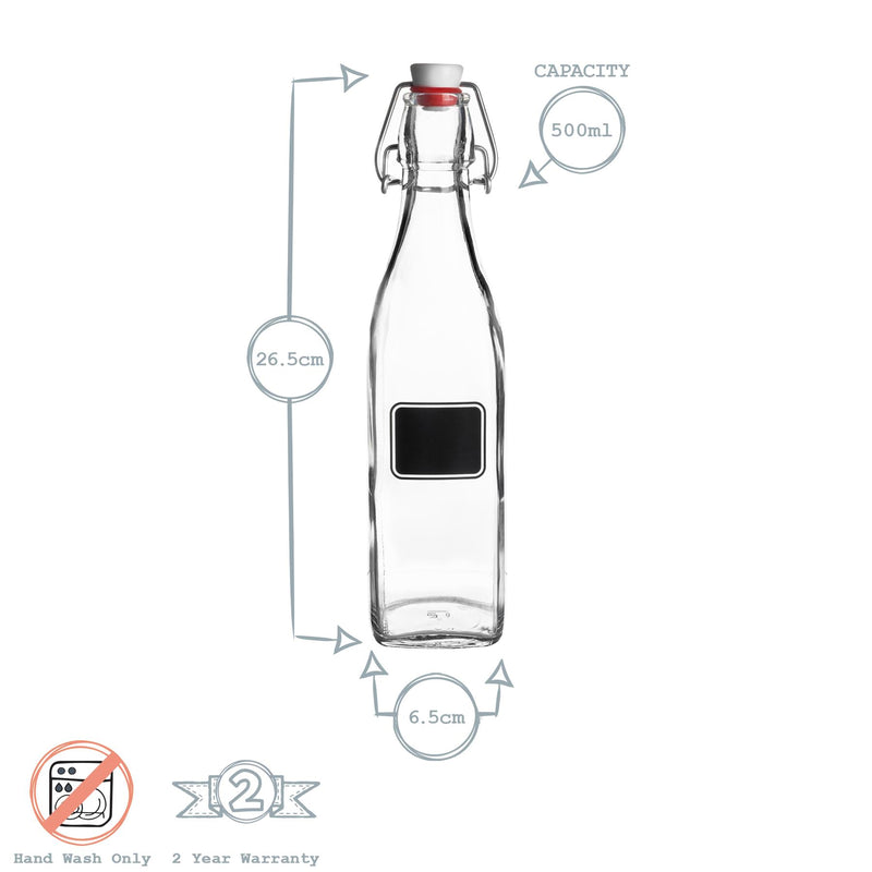 Bormioli Rocco Lavagna Glass Swing Top Bottle with Chalkboard Label - 500ml