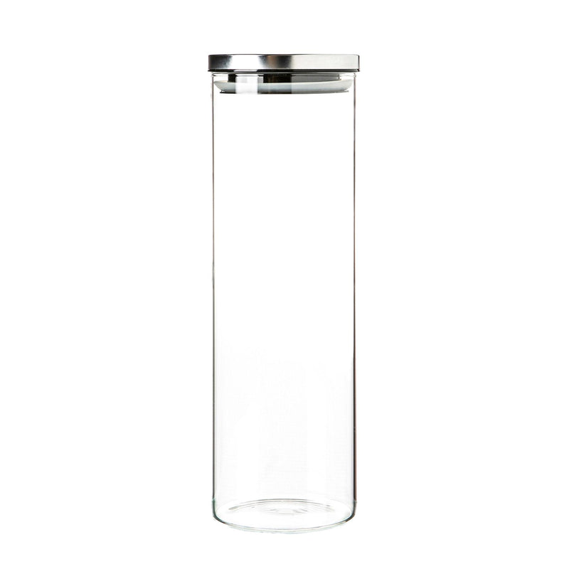 Argon Tableware Glass Storage Jar with Metal Lid - 2 Litre - Silver