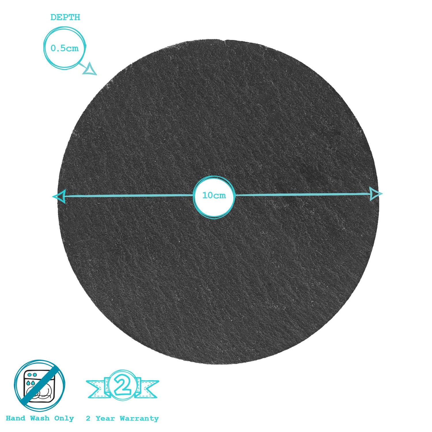 Linea Round Slate Coaster - 10cm