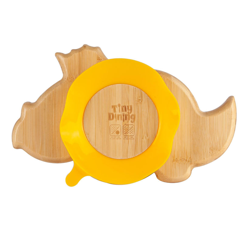 Navy Blue Dinosaur Bamboo Suction Plate - By Tiny Dining