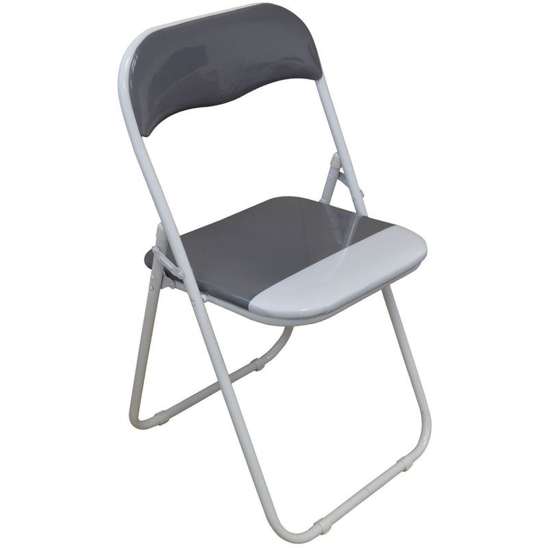 Harbour Housewares Cool Grey / White Padded, Folding, Desk Chair