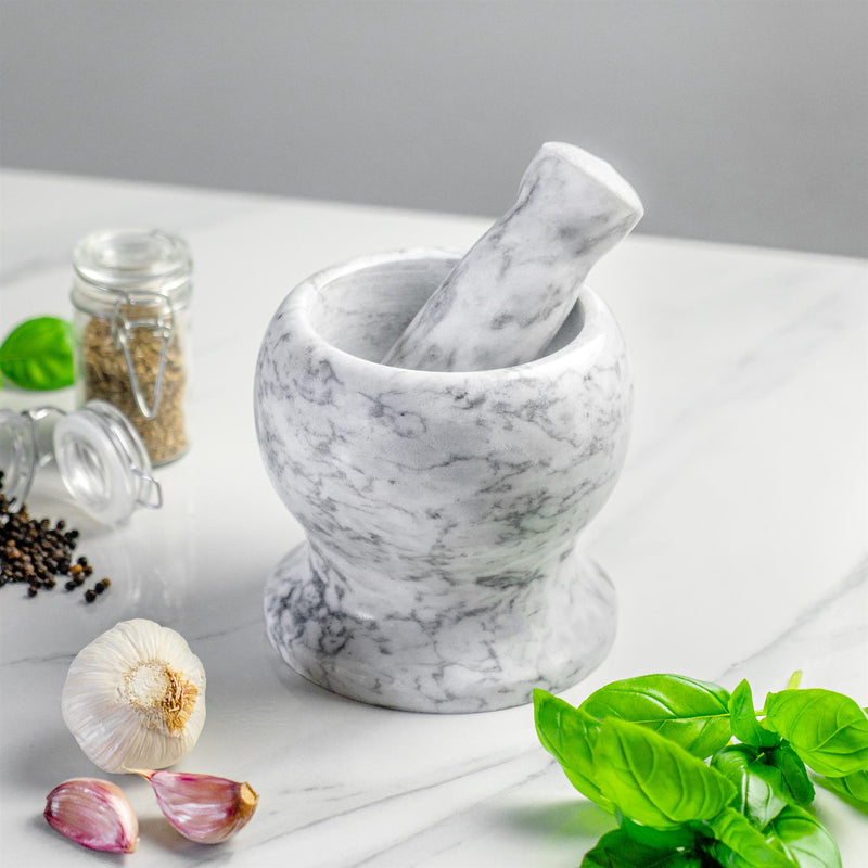 Argon Tableware Marble Mortar and Pestle Set on Counter