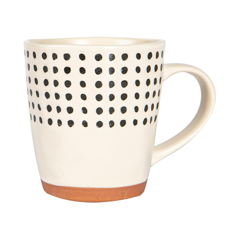 Nicola Spring Ceramic Spotted Rim Coffee Mug - 360ml - Monochrome