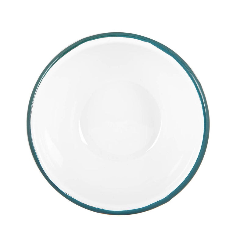 Argon Tableware White Enamel Bowl - 16cm - Green
