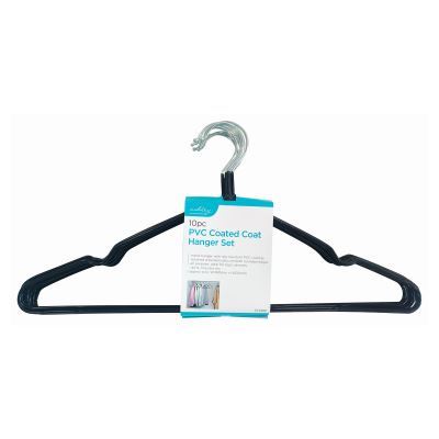Black PVC-Coated Coat Hangers - Pack of 10 - By Ashley