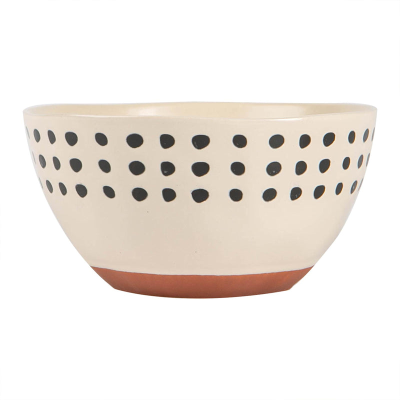 Nicola Spring Ceramic Spotted Rim Cereal Bowl - 15cm - Monochrome