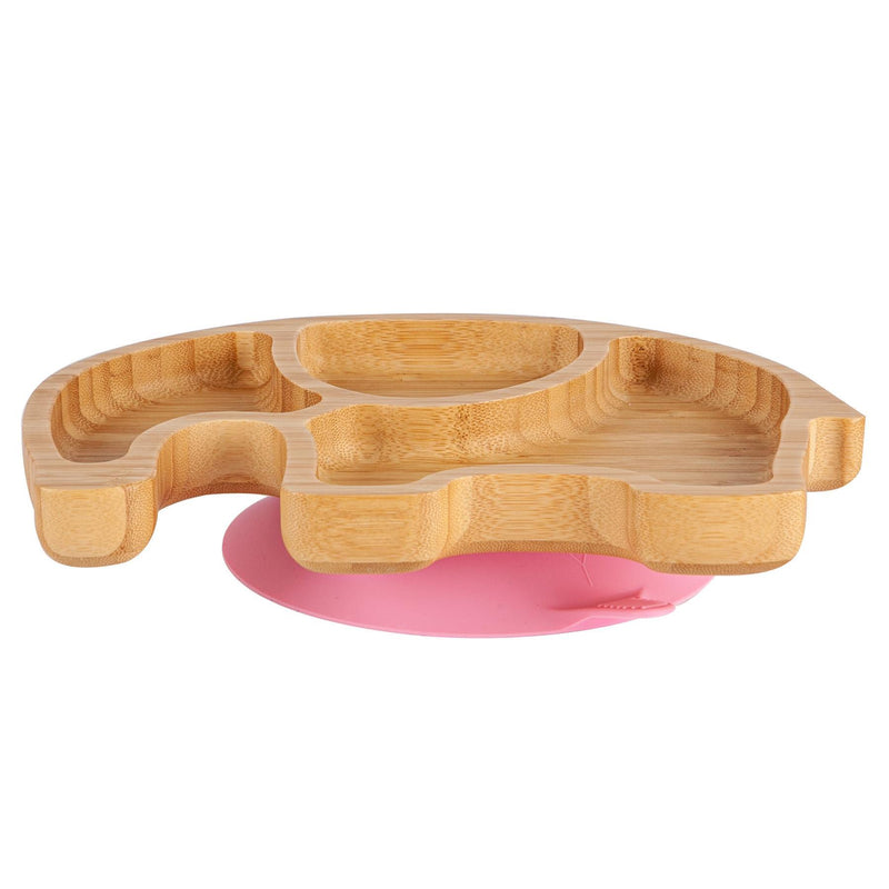 Tiny Dining Children's Bamboo Elephant Plate, Bowl and Spoon with Suction Cups - Pink