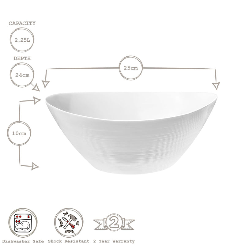 White 25cm Prometeo Oval Glass Salad Bowl - By Bormioli Rocco
