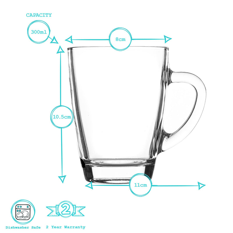 Rink Drink Glass Coffee Cup with Handle - 300ml - Clear