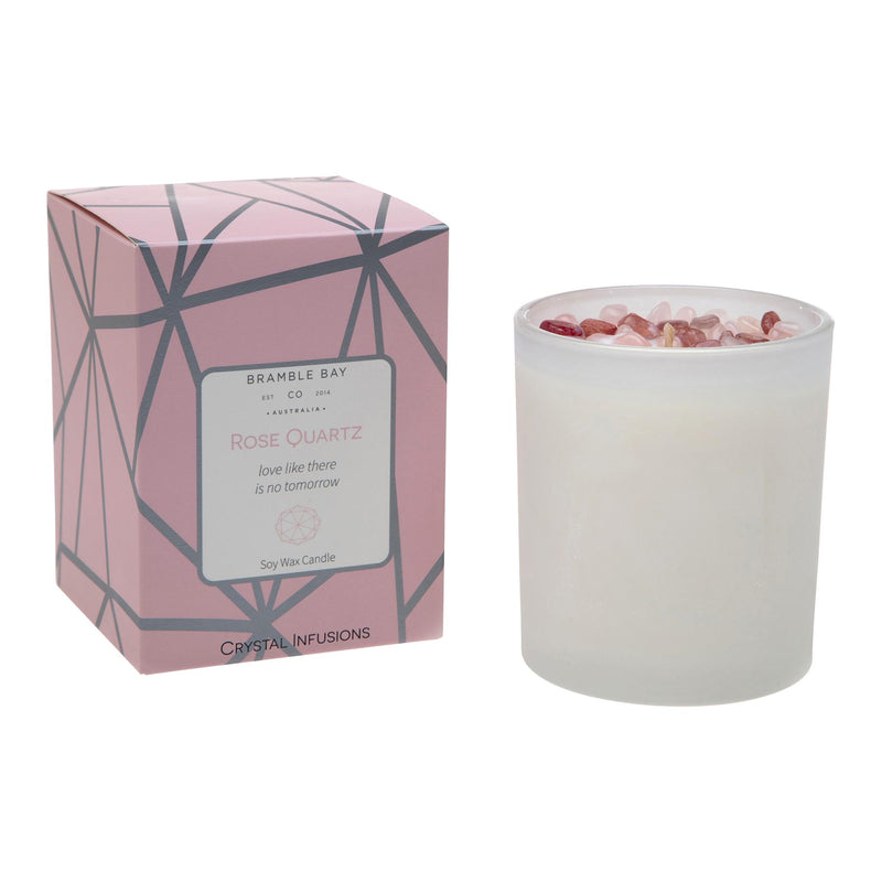300g Rose Quartz Crystal Infusions Soy Wax Scented Candle - By Bramble Bay