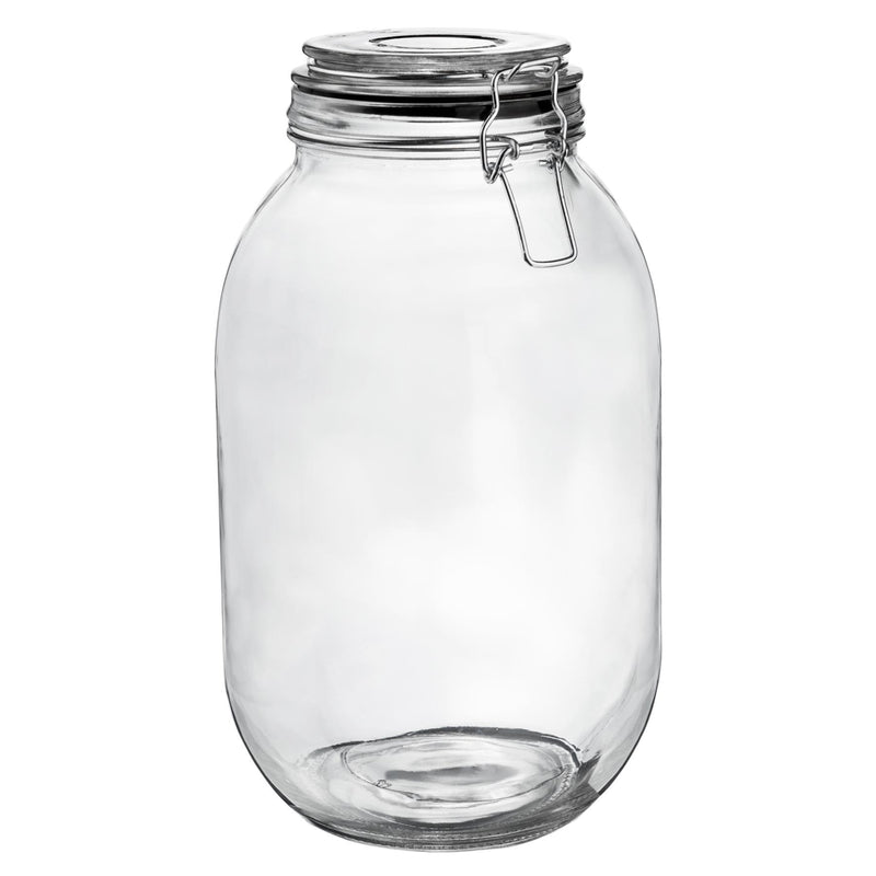 Argon Tableware Glass Storage Jar - 3 Litre - Black Seal