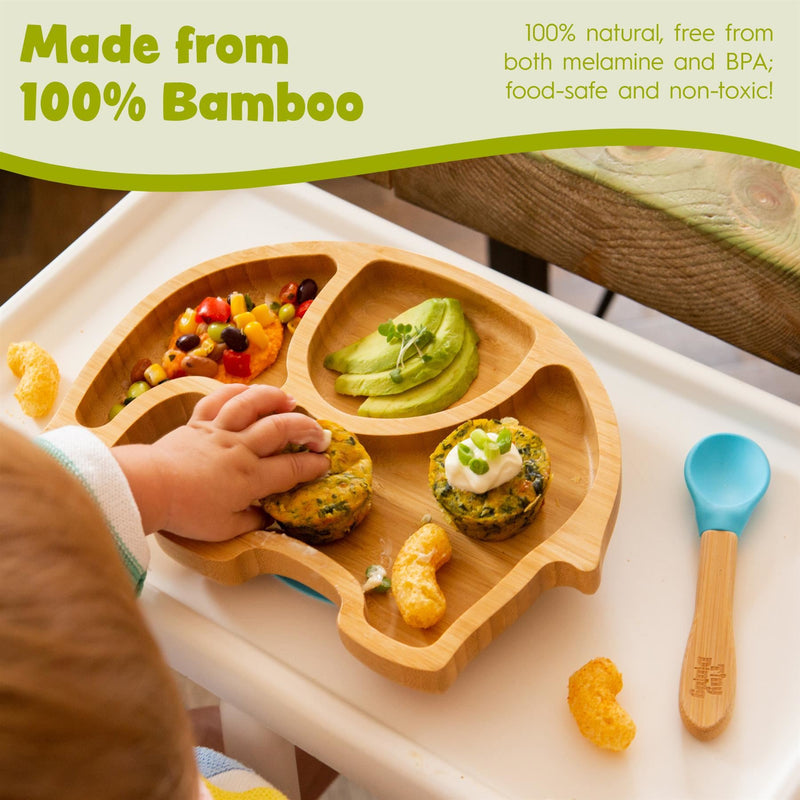 Beige Elephant Bamboo Suction Plate - By Tiny Dining