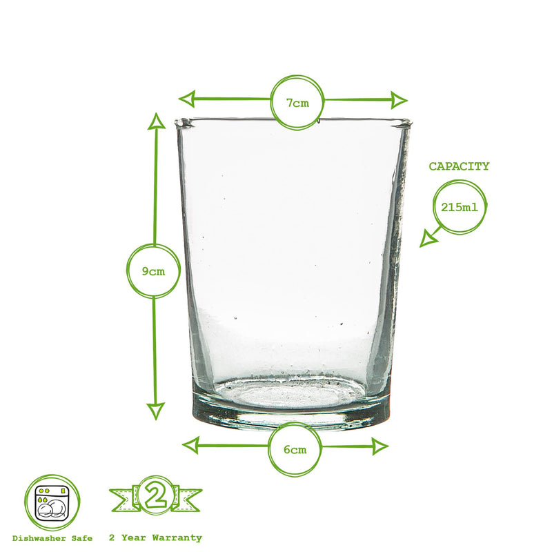 Nicola Spring Meknes Recycled Tumbler Glass - 215ml - Clear