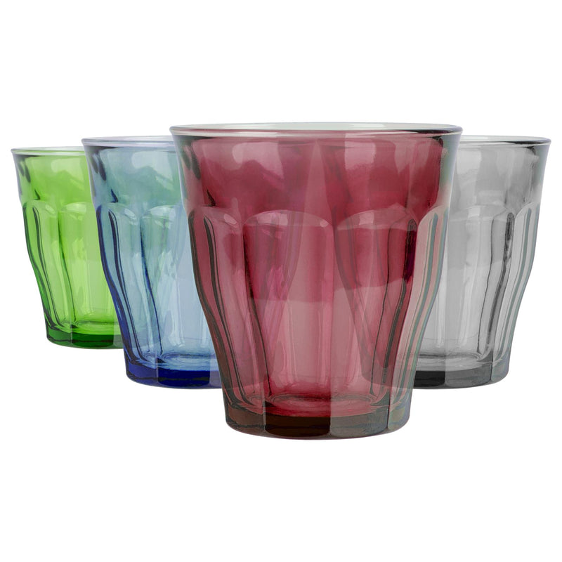 4pc Multicolour 250ml Picardie Glass Tumbler Set - By Duralex