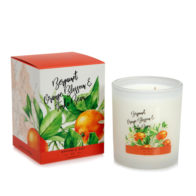 300g Bergamot, Orange Blossom & Tonka Bean Bath & Body Soy Wax Scented Candle - By Bramble Bay