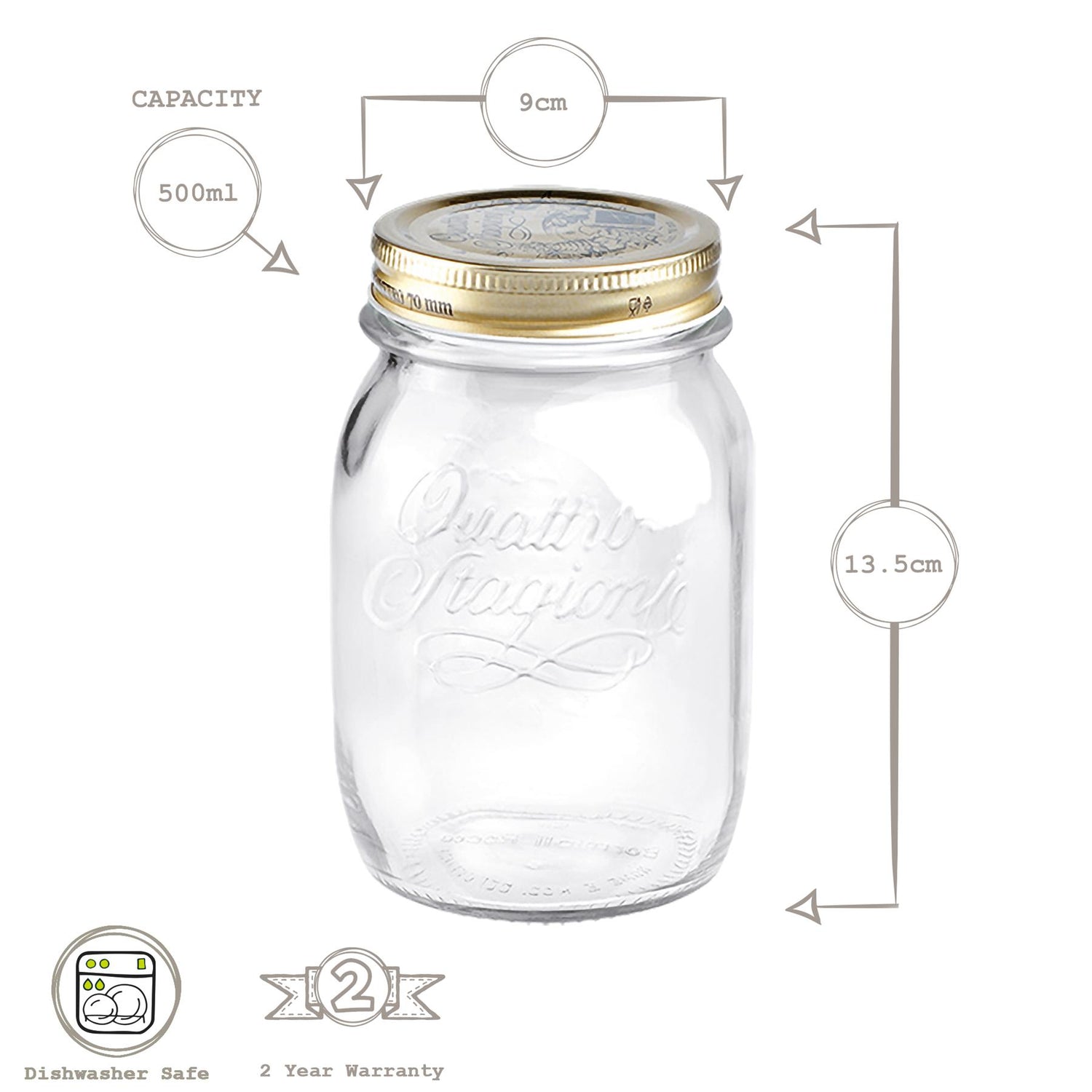 Quattro Stagioni Glass Storage Jar - 500ml