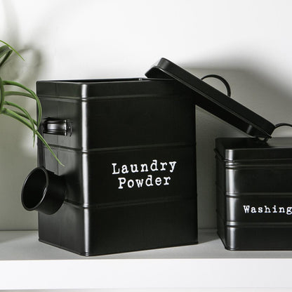 Vintage Metal Washing Powder Storage Tin - Black