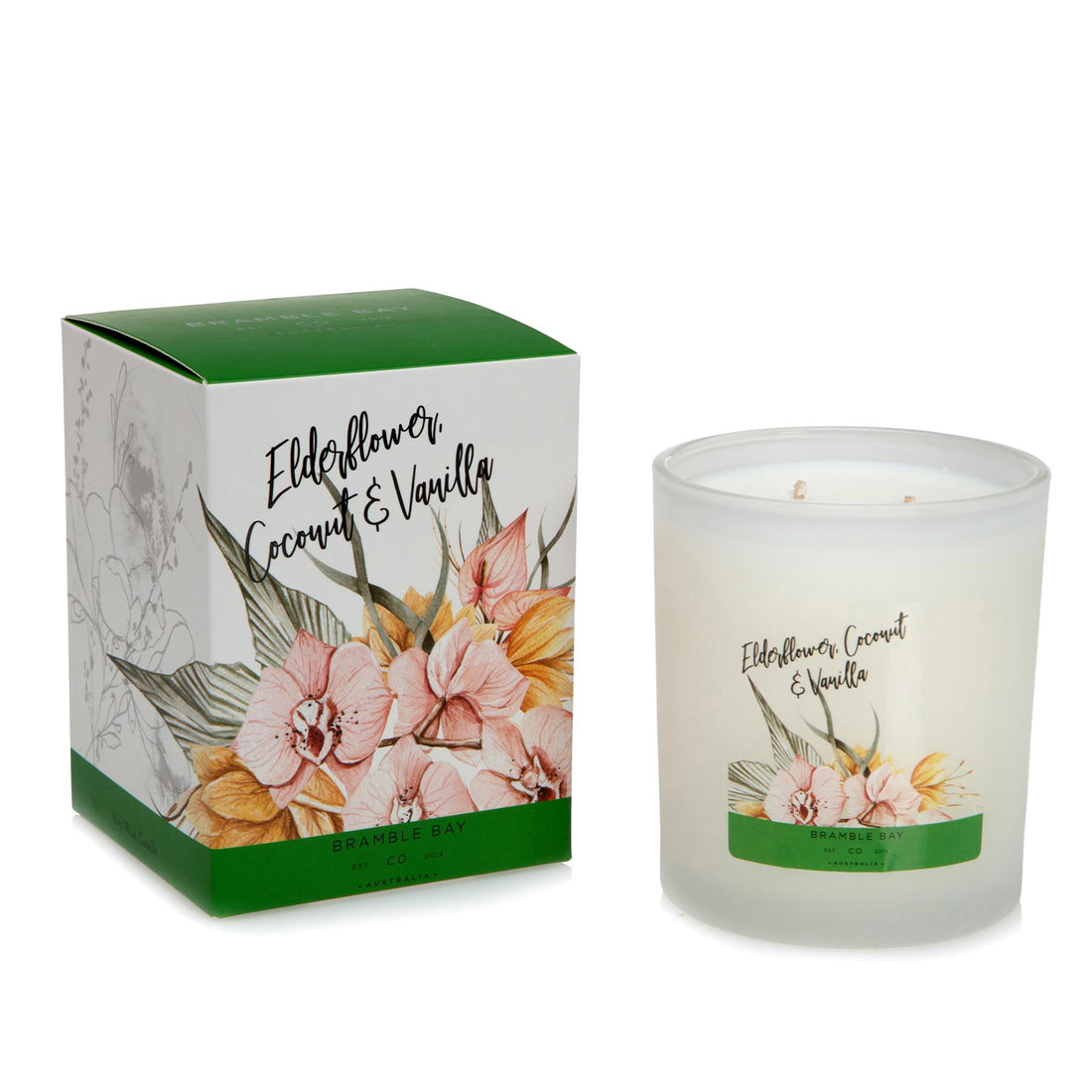 300g Elderflower, Coconut &amp; Vanilla Bath &amp; Body Soy Wax Scented Candle - By Bramble Bay