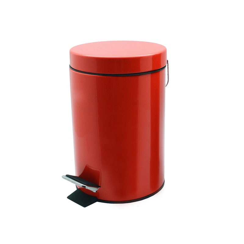 Harbour Housewares Bathroom Pedal Bin With Inner Bucket - Red - 3L