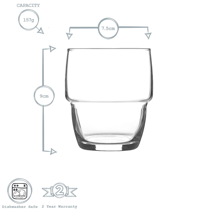Argon Tableware Apilado Stacking Tumbler Glass - 285ml - Clear