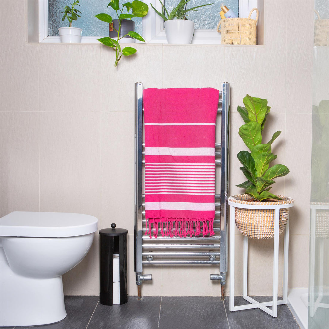 Deluxe Turkish Cotton Bath Towel - Hot Pink