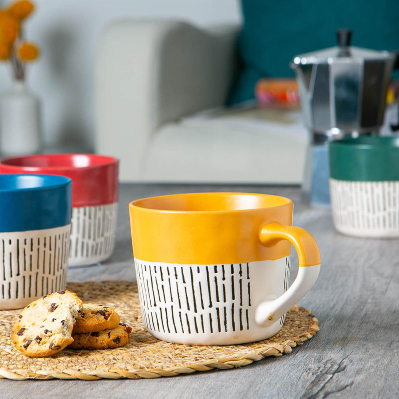 Nicola Spring Ceramic Dipped Dash Coffee Mug - 450ml - Mustard