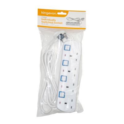 4-Way Individually Switched Extension Lead with 2m Cable - By Kingavon
