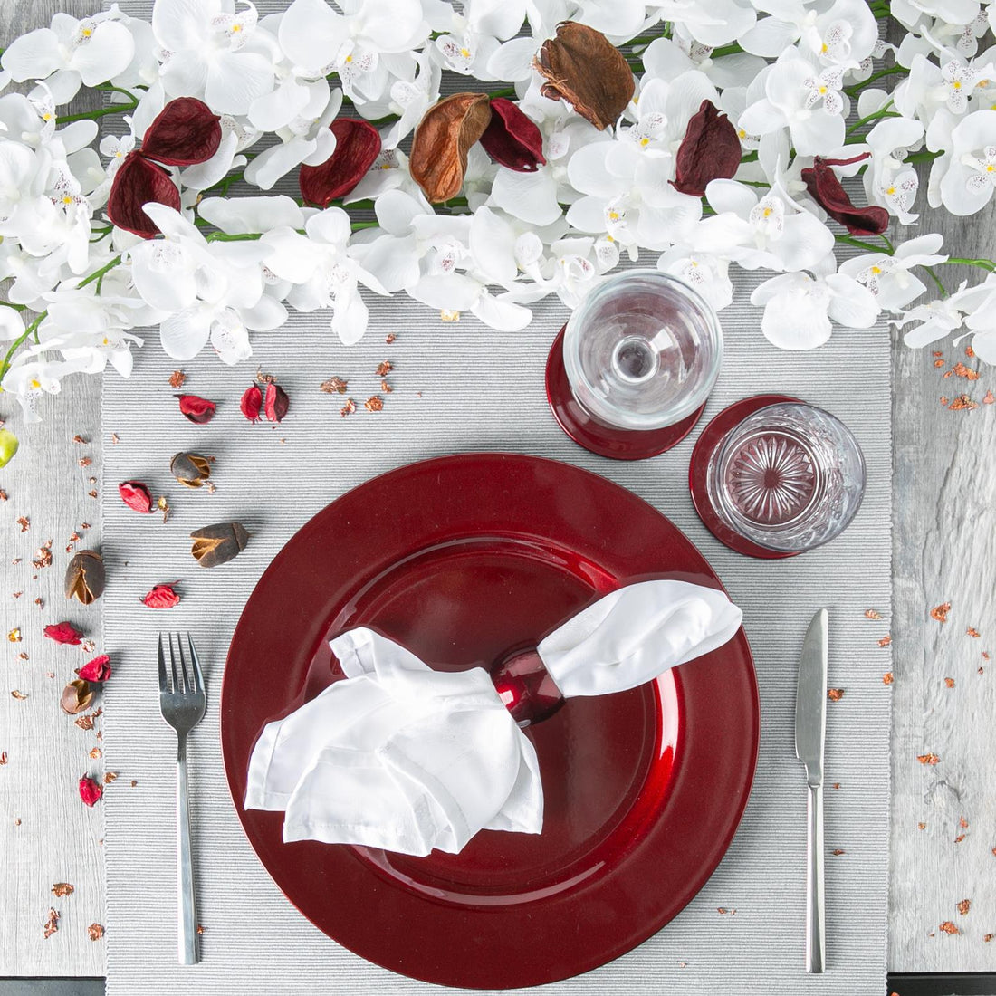 Metallic Charger Plate - 33cm - Dark Red