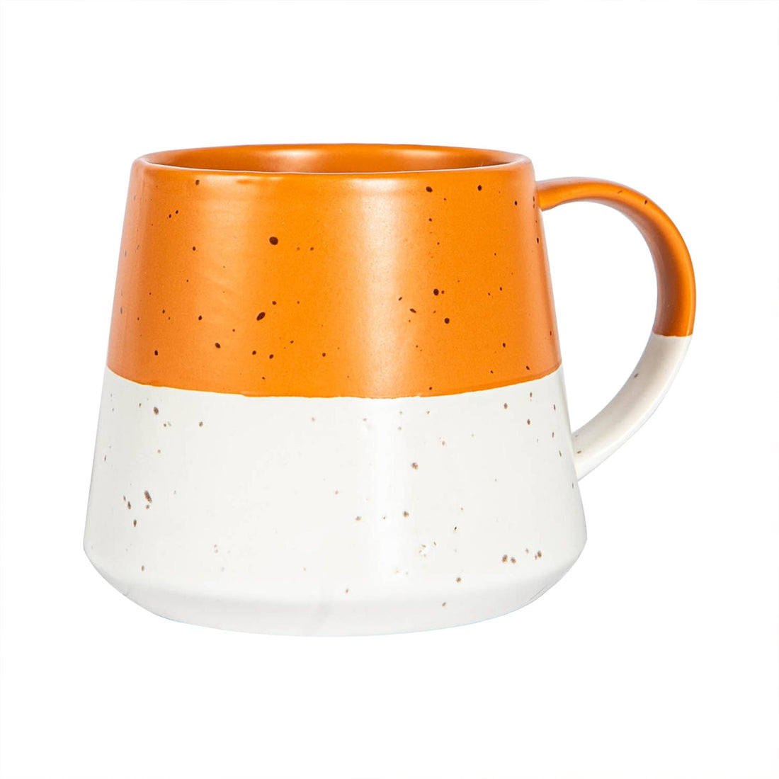 Dipped Flecked Stoneware Belly Coffee Mug - 370ml - Burnt Orange