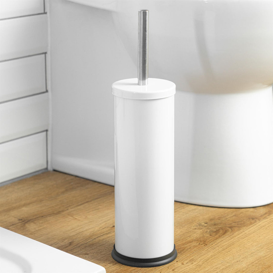 Harbour Housewares Bathroom Toilet Brush & Holder Set - White