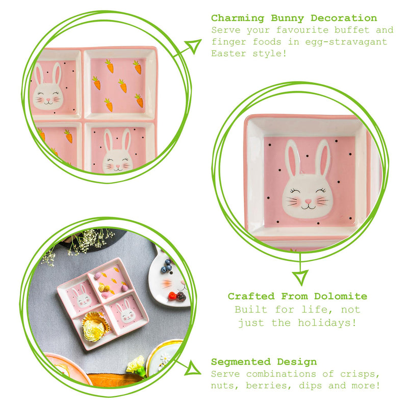 Nicola Spring Pink Bunny Snack Plate - 20cm - Pink