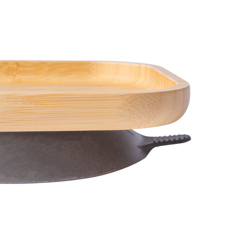 Olive Green Square Bamboo Suction Plate - By Tiny Dining