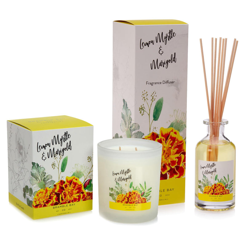 300g Lemon Myrtle & Marigold Bath & Body Soy Wax Scented Candle - By Bramble Bay