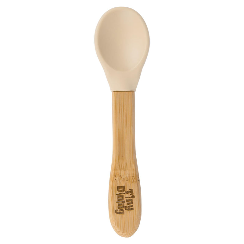 Beige Soft Tip Bamboo Spoon - Silicone Tip
