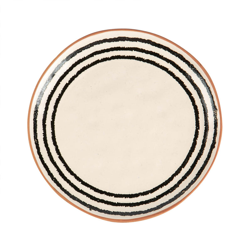 Nicola Spring Ceramic Stripe Rim Side Plate - 20.5cm - Monochrome