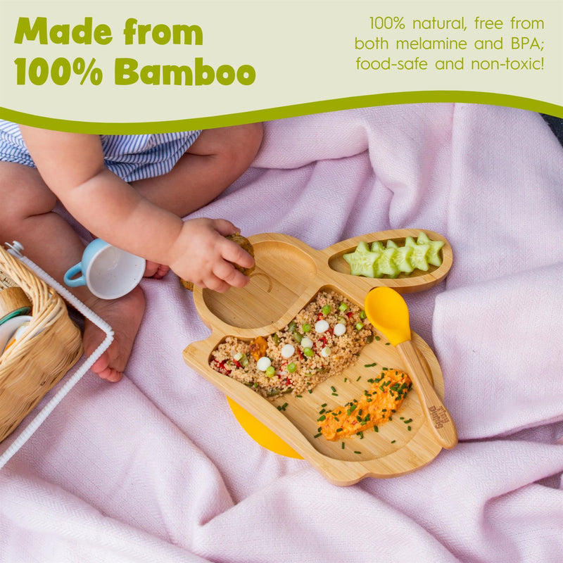 Beige Rabbit Bamboo Suction Plate - By Tiny Dining