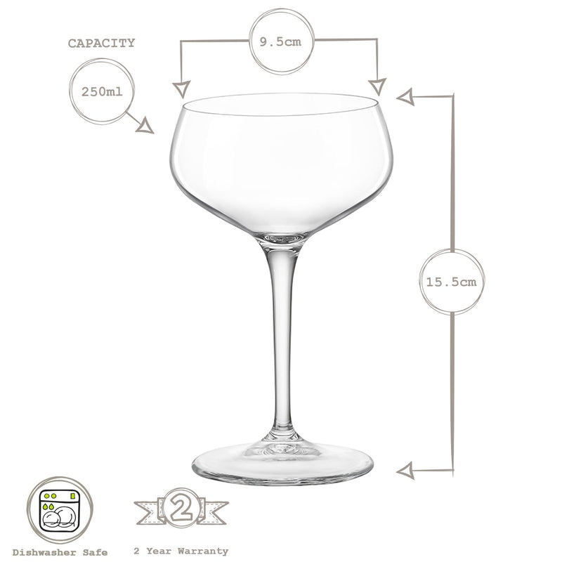 Bormioli Rocco Bartender Novecento Cocktail Glass - 250ml