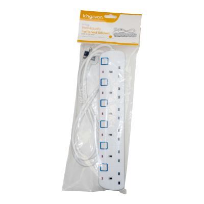 6-Way Individually Switched Extension Lead with 2m Cable